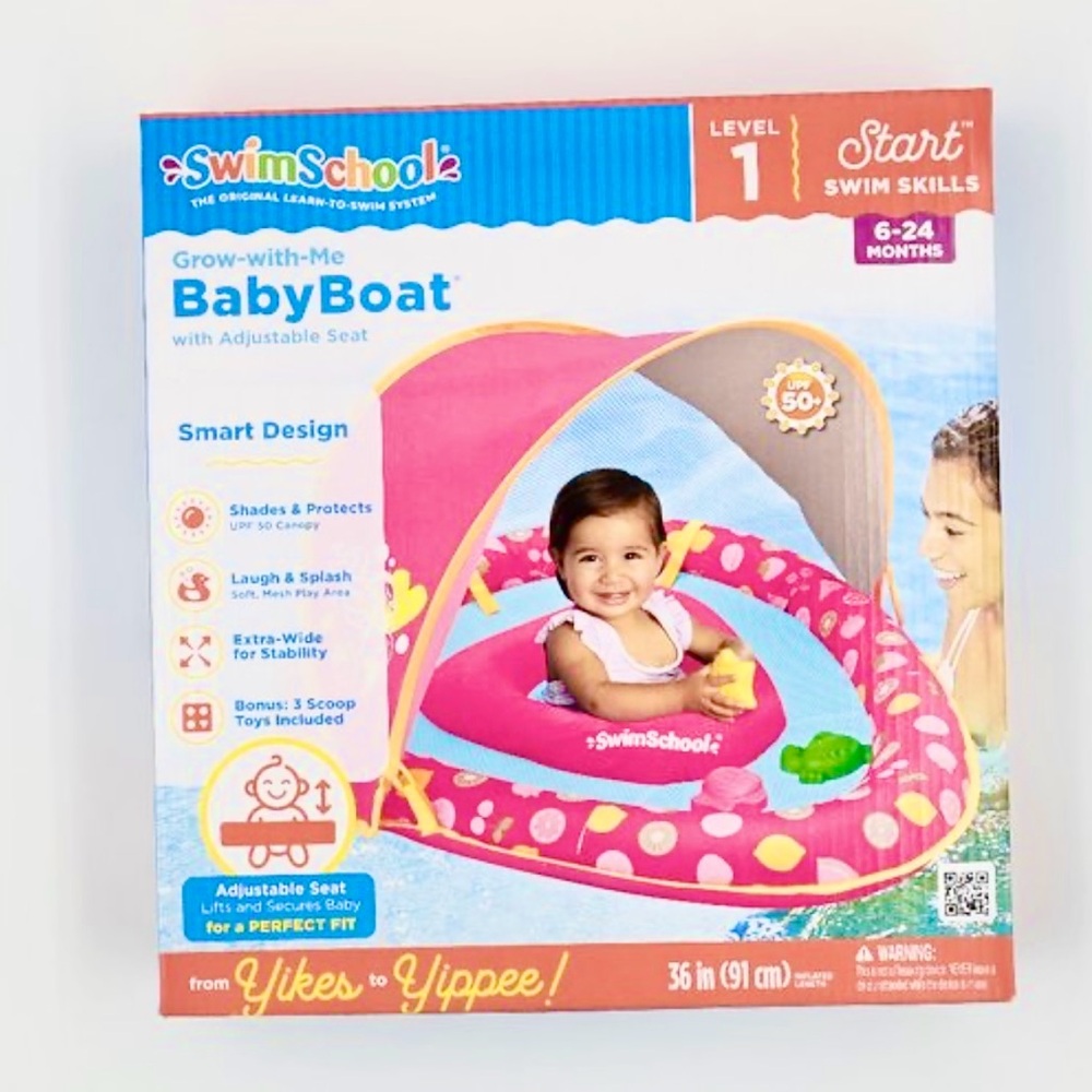 NEW IN BOX Swimschool Grow-With-Me Baby Boat With Adjustable Seat 6-24 Months.